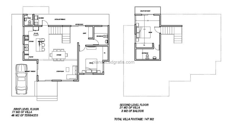 Casa Con Habitación Tipo Loft Planos de AutoCAD 1604211