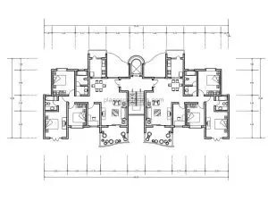 planos de apartamento residencial de tres habitaciones laterales en formato DWG de autocad para descarga gratis, planos con dimensiones y amueablado con bloques de autocad