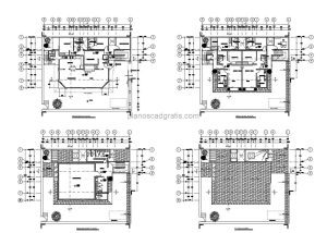 plano arquitectonico con medidas de casa de dos niveles con tres habitaciones y terraza frontal, plano completo en formato dwg de autocad para descarga gratis