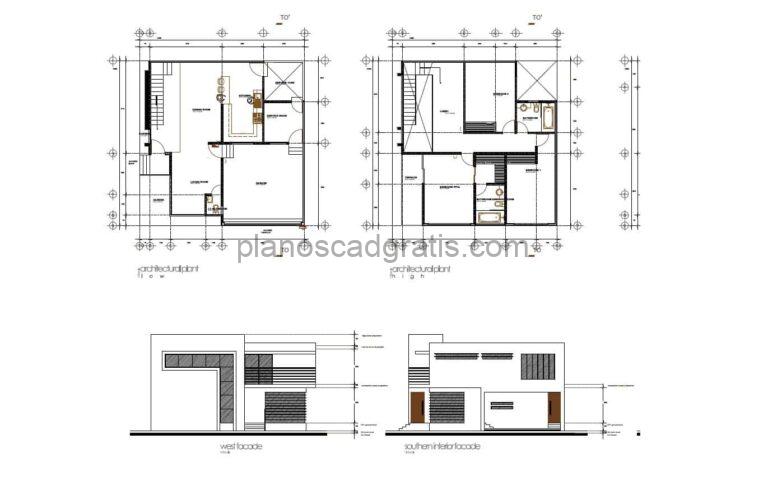 Casa De 2 Pisos Con Fachada Moderna Planos de AutoCAD 2005211