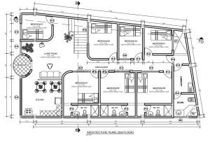 plano mixto de residencia y comercio en formato dwg de autocad planos con dimensiones y bloques en interior para descarga gratis