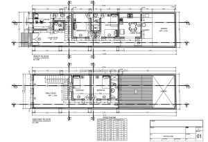 planos de casa de dos pisos con cuatro habitaciones para descarga gratis en formato dwg de autocad, planos con bloques de autocad y medidas, fachadas, secciones