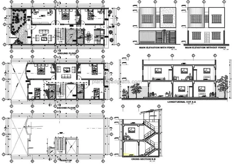 Residencia Moderna De 4 habitaciones Planos de AutoCAD 107212