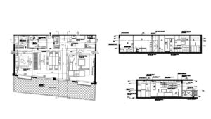 plano arquitectonico de apartamento tipo loft con dimensiones y mobiliario de interior en formato dwg, cortes, fachadas, plano para descarga gratis