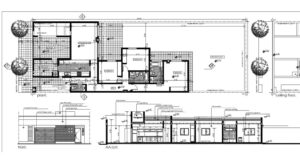 planos de casa de un nivel con tres habitaciones en formato dwg de autocad con dimensiones y mobiliario en bloques dwg para descarga gratis