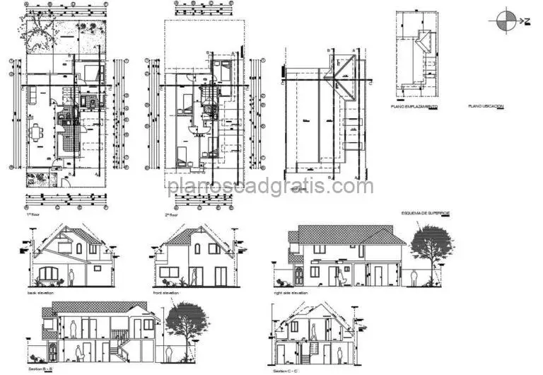Casa De Dos Pisos 5 Habitaciones Planos de AutoCAD 2010211