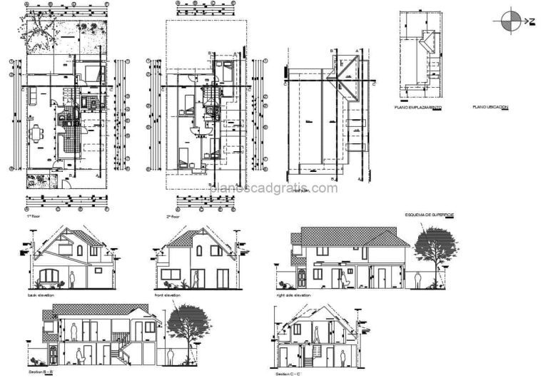 Casa De Dos Pisos 5 Habitaciones Planos de AutoCAD 2010211