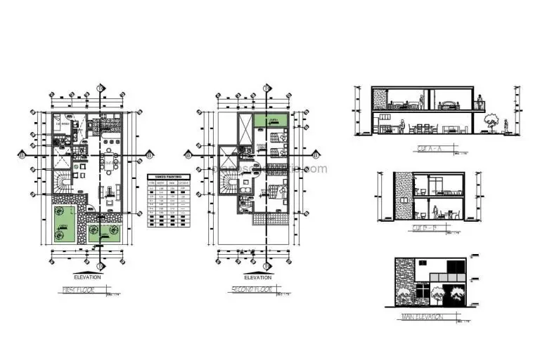Casa De Dos Pisos Dos Habitaciones Arriba Planos de AutoCAD 251021