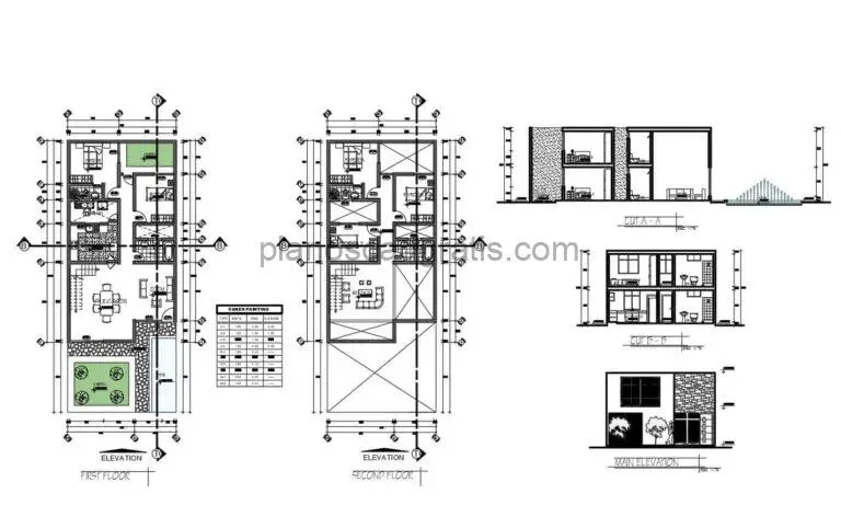 Casa De Dos Pisos Con 5 Habitaciones Planos de AutoCAD 271021