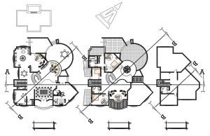 plano de casa moderna en formato dwg de autocad para descarga gratis casa con tres habitaciones y piscina en planos completos