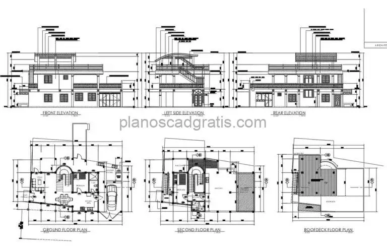 Casa Moderna-Dos Pisos-Detalles de Materiales- Planos de AutoCAD 2951121