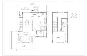 plano de casa de dos pisos con 160 metros cuadrados en formato dwg CAD con espacios definidos, plano para descarga gratis