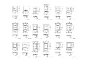 dibujo de autocad de diferentes ascensores, vistas en planta y elevaciones para descarga gratis, archivo en formato dwg de autocad