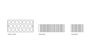 bloque de autocad de un ladrillo perforado, vistas en planta y elevación 2d, dibujo formato dwg para descarga gratis
