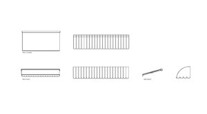 dibujo de autocad de diferentes toldos, vistas en plantas y elevaciones frontal y lateral para descarga gratis en formato dwg