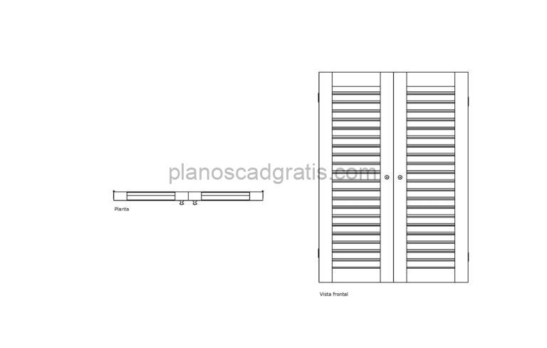 dibujo de autocad de una ventana mallorquina, vistas en planta y elevación frontal, para descarga gratis