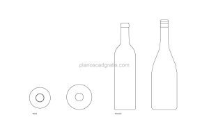 botella de vino dibujo de autocad planta y elevacion dibujo formato dwg para descarga gratis