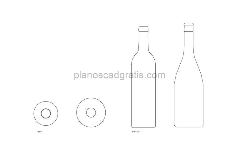 Botella De Vino (Planta+Elevaciones)
