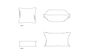 almohadas dibujo de autocad, vistas en planta y alzado, archivo dwg para descarga gratis