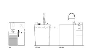 lavadero pileta de concreto dibujo de autocad, vistas en planta y alzado, archivo dwg para descarga gratis